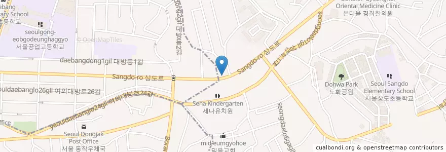 Mapa de ubicacion de 상도3치안센터 en Corea Del Sur, Seúl, 동작구, 상도3동.