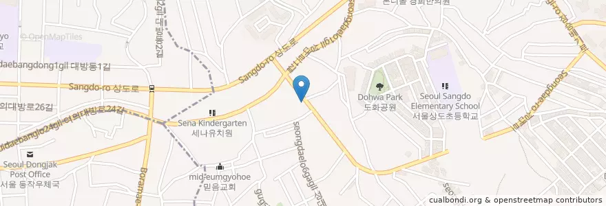 Mapa de ubicacion de 피자마루 en Güney Kore, Seul, 동작구, 상도3동.
