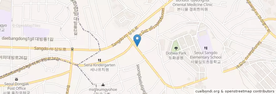 Mapa de ubicacion de 성대경희한의원 en Corée Du Sud, Séoul, 동작구, 상도3동, 상도4동.
