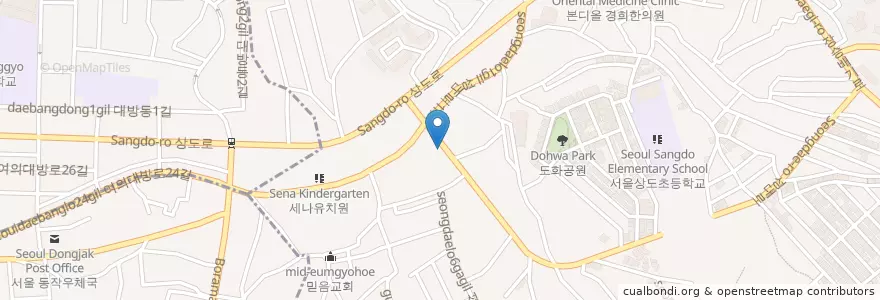 Mapa de ubicacion de 이층호프            예하약국 en Corée Du Sud, Séoul, 동작구, 상도3동.