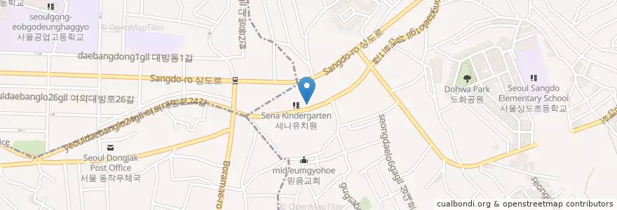 Mapa de ubicacion de 스미래(돈가스우동초밥) en Corea Del Sur, Seúl, 동작구, 상도3동.