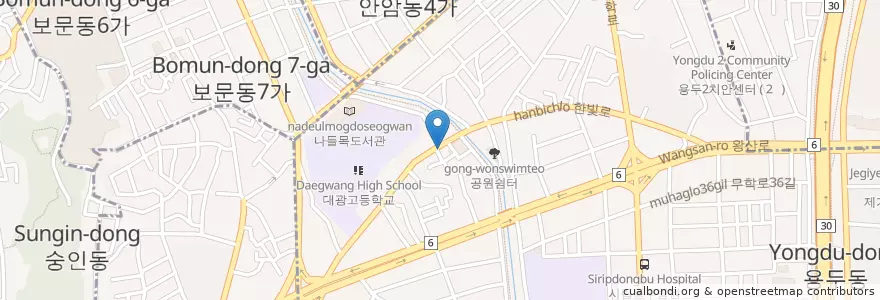 Mapa de ubicacion de 자연담은화로              삼겹살7000원 en 대한민국, 서울, 동대문구.
