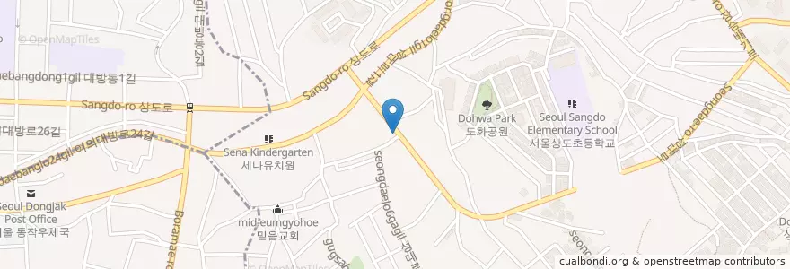 Mapa de ubicacion de 계령약국 en Corée Du Sud, Séoul, 동작구, 상도3동.