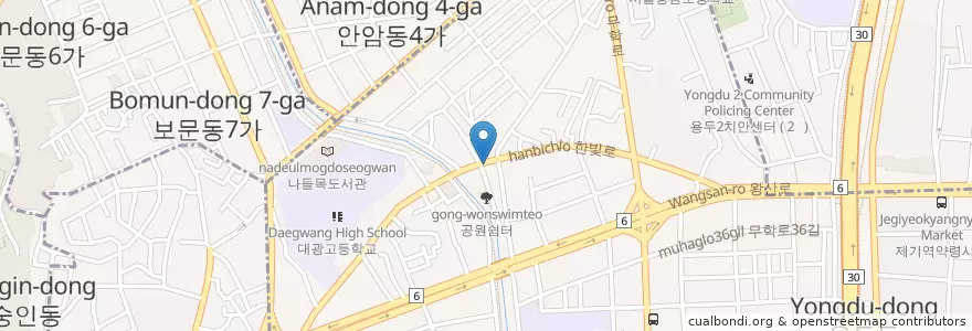 Mapa de ubicacion de 곱창쭈꾸미 en 大韓民国, ソウル, 東大門区, 용신동.