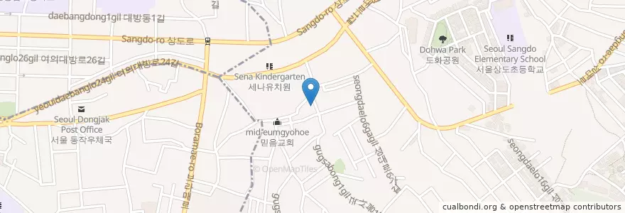 Mapa de ubicacion de 24시간코인노래방 en Korea Selatan, 서울, 동작구, 상도3동.