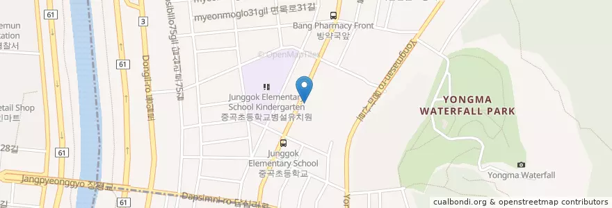 Mapa de ubicacion de 중량국민회관 en 대한민국, 서울, 면목4동.