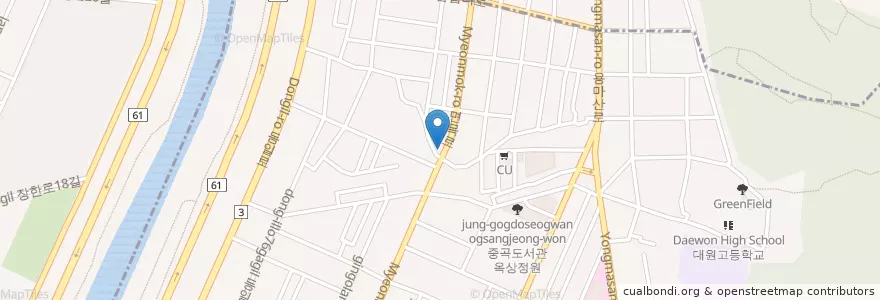 Mapa de ubicacion de 김밥천국 en 대한민국, 서울, 광진구, 중곡3동.