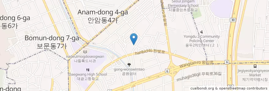 Mapa de ubicacion de 옹심이손칼국수 en 大韓民国, ソウル, 東大門区, 용신동.