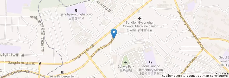Mapa de ubicacion de 구름산추어탕 en Korea Selatan, 서울, 동작구, 상도3동, 상도4동.