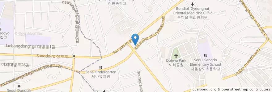 Mapa de ubicacion de 토마토모텔2F              상도면옥 en 대한민국, 서울, 동작구, 상도3동, 상도4동.