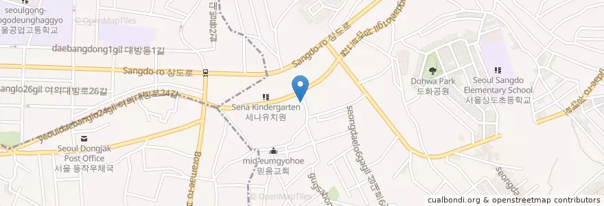 Mapa de ubicacion de 오렌지김밥 en Corée Du Sud, Séoul, 동작구, 상도3동.