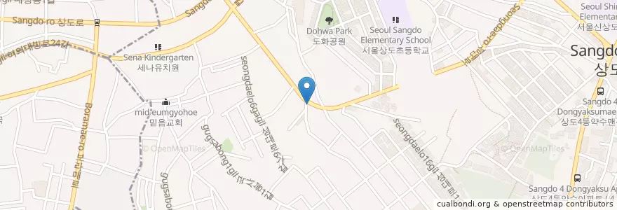 Mapa de ubicacion de 안일약국 en Korea Selatan, 서울, 동작구, 상도3동, 상도4동.