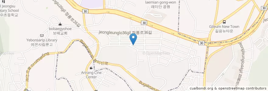 Mapa de ubicacion de 둘리분식 en Corée Du Sud, Séoul, 성북구, 정릉1동.