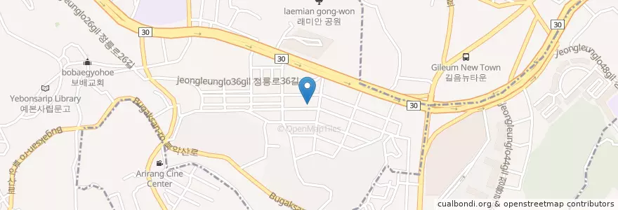 Mapa de ubicacion de 새조양어린이집 en Corée Du Sud, Séoul, 성북구, 정릉1동.