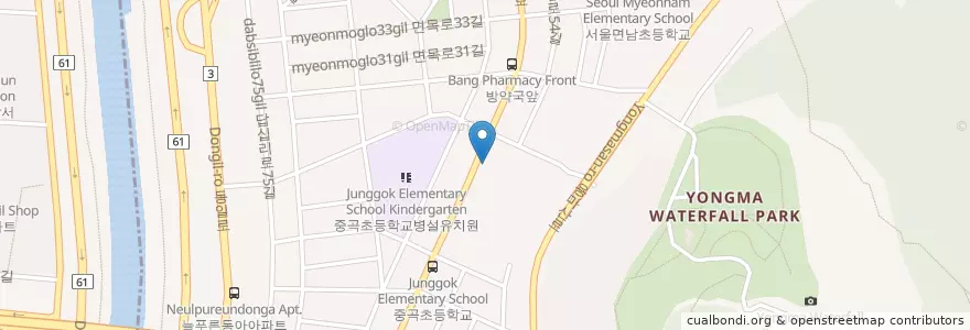 Mapa de ubicacion de 북부등기소 en Corea Del Sur, Seúl, 중랑구, 면목4동.