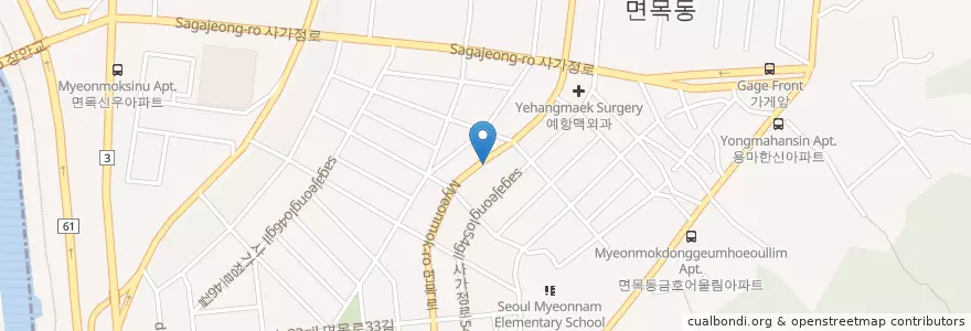 Mapa de ubicacion de 면목7동주민센터 en South Korea, Seoul, Jungnang-Gu.