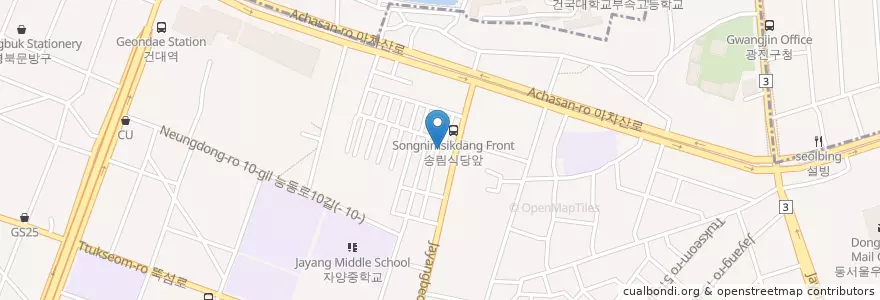 Mapa de ubicacion de 송림식당 en Südkorea, Seoul, 광진구.
