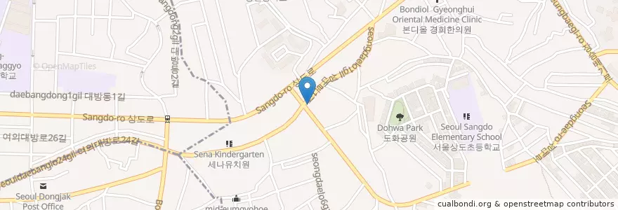 Mapa de ubicacion de 국민은행atm en Güney Kore, Seul, 동작구, 상도3동, 상도4동.