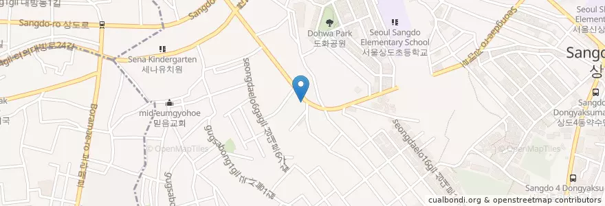 Mapa de ubicacion de 서울소망의원2.3.4.5F           하나치과 en South Korea, Seoul, Dongjak-Gu, Sangdo 3(Sam)-Dong.