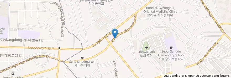 Mapa de ubicacion de 목포홍어 en 대한민국, 서울, 동작구, 상도3동, 상도4동.