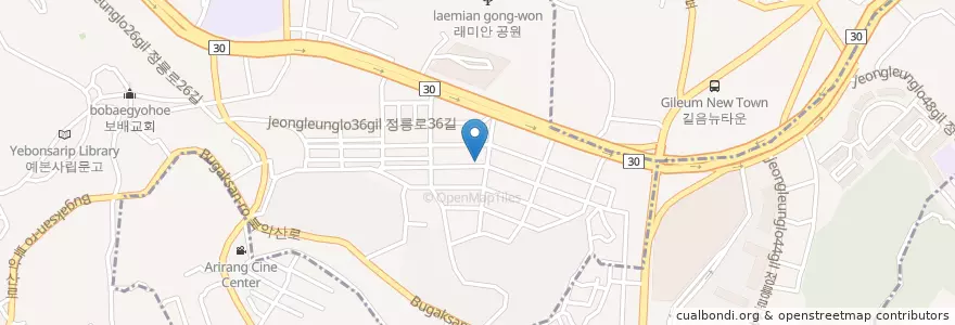 Mapa de ubicacion de 형제갈비 en 대한민국, 서울, 성북구, 정릉1동.