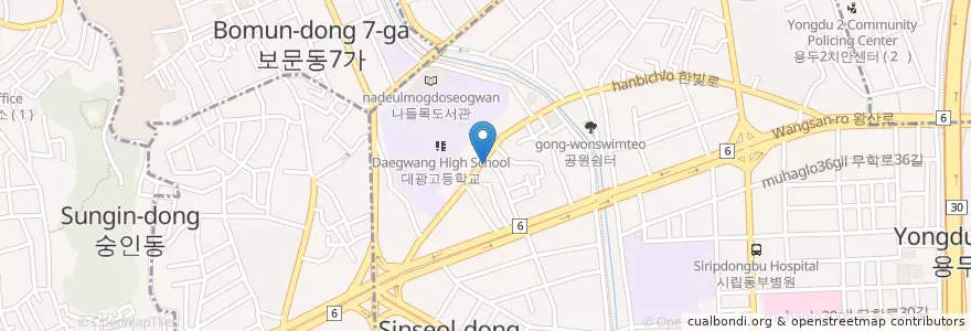 Mapa de ubicacion de 대성각 en 大韓民国, ソウル, 東大門区.