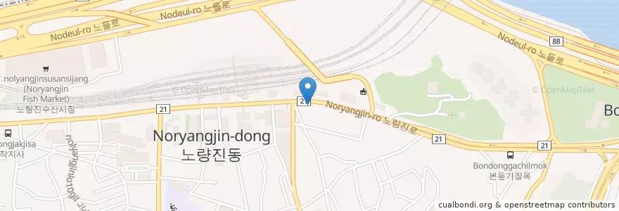 Mapa de ubicacion de 컵밥거리 en South Korea, Seoul, Noryangjin 1(Il)-Dong.