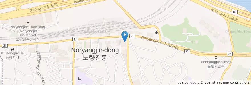 Mapa de ubicacion de 죠스떡볶이 en کره جنوبی, سئول, 노량진1동.