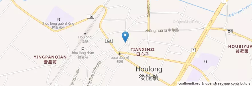 Mapa de ubicacion de 排骨麵 en 타이완, 타이완성, 먀오리 현, 허우룽진.