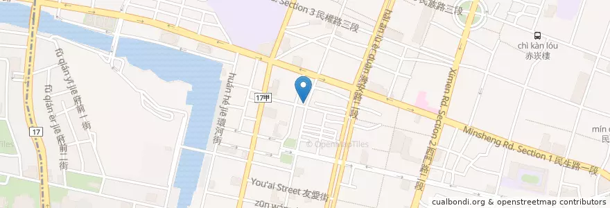 Mapa de ubicacion de 曙壽司 en تايوان, تاينان, 中西區.