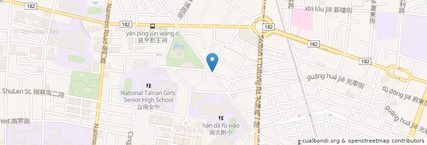 Mapa de ubicacion de 阿烏咖啡 en 臺灣, 臺南市, 中西區.