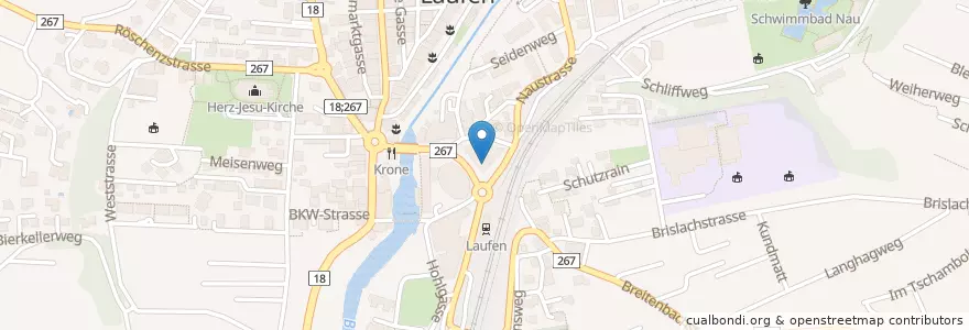 Mapa de ubicacion de Credit Suisse en Schweiz/Suisse/Svizzera/Svizra, Basel-Landschaft, Bezirk Laufen, Laufen.
