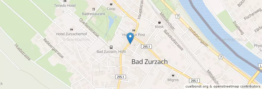 Mapa de ubicacion de Neue Aargauer Bank en Schweiz/Suisse/Svizzera/Svizra, Aargau, Bezirk Zurzach, Bad Zurzach.