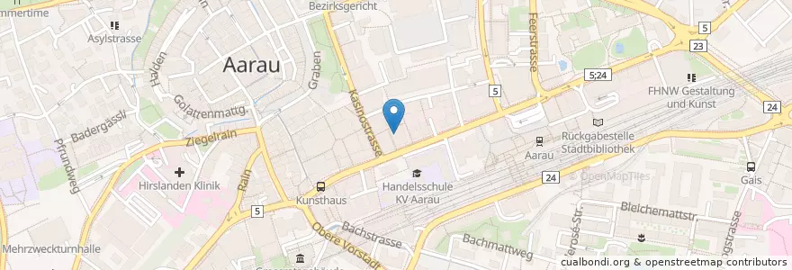 Mapa de ubicacion de Hypothekarbank Lenzburg en Schweiz/Suisse/Svizzera/Svizra, Aargau, Bezirk Aarau, Aarau.