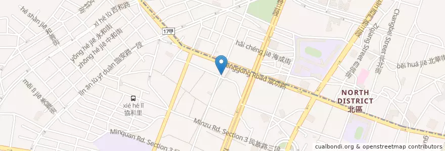 Mapa de ubicacion de 彩虹咖啡 en 臺灣, 臺南市.