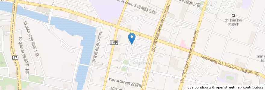 Mapa de ubicacion de 煙燻滷味 en Taiwán, 臺南市, 中西區.