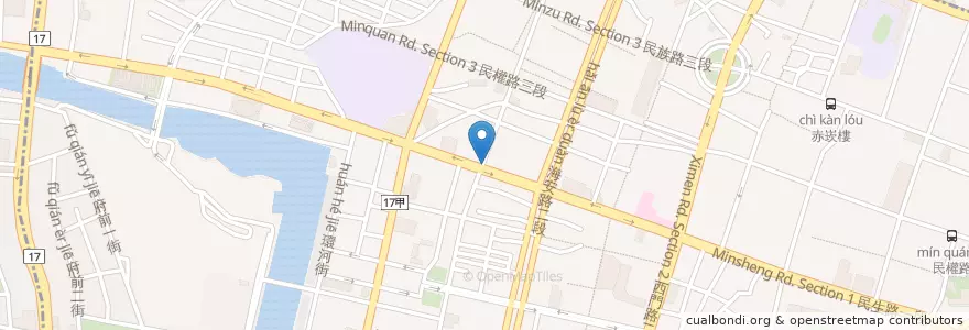 Mapa de ubicacion de 珍媽臭臭鍋 en Taiwan, Tainan, Zhongxi District.