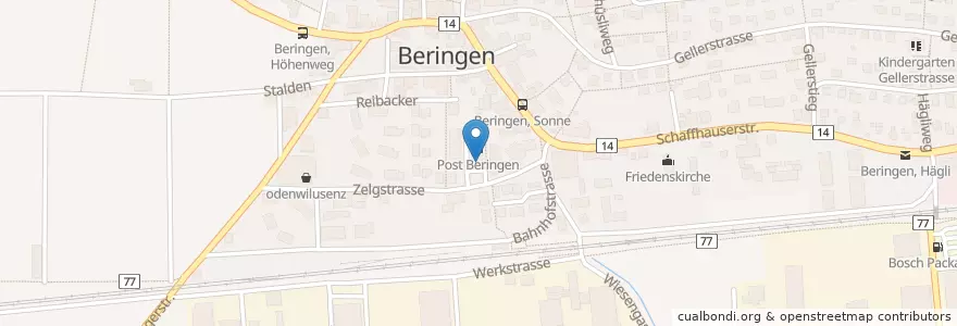 Mapa de ubicacion de Clientis BS Bank Schaffhausen en Schweiz/Suisse/Svizzera/Svizra, Schaffhausen, Beringen.