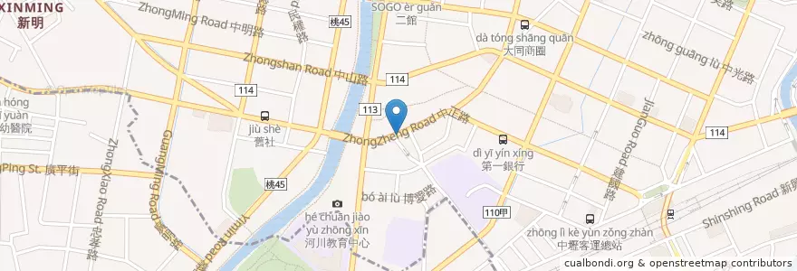 Mapa de ubicacion de 中壢羊肉羹 原新明路 en 타이완, 타오위안 시, 중리 구.