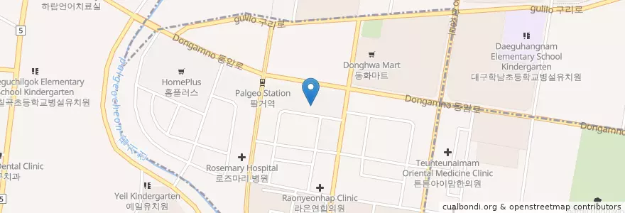 Mapa de ubicacion de CGV 칠곡 en کره جنوبی, دائجو, 북구, 동천동.