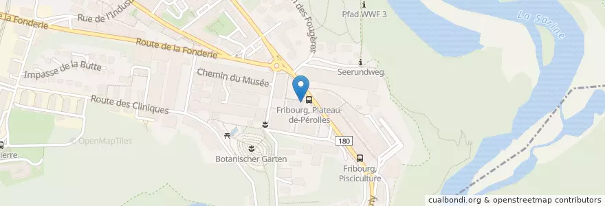 Mapa de ubicacion de Uni Pérolles en Zwitserland, Fribourg/Freiburg, District De La Sarine, Fribourg - Freiburg.