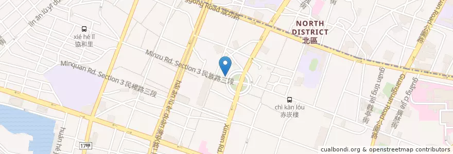 Mapa de ubicacion de 綠德蔬食 en 臺灣, 臺南市, 中西區.
