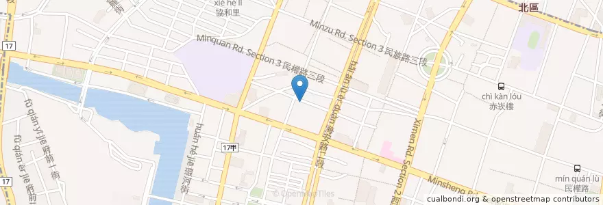 Mapa de ubicacion de Mr. 饅頭 en Taiwan, Tainan, 中西區.
