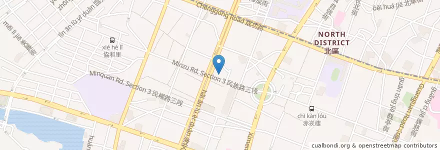 Mapa de ubicacion de 義食堂 en تايوان, تاينان, 中西區.