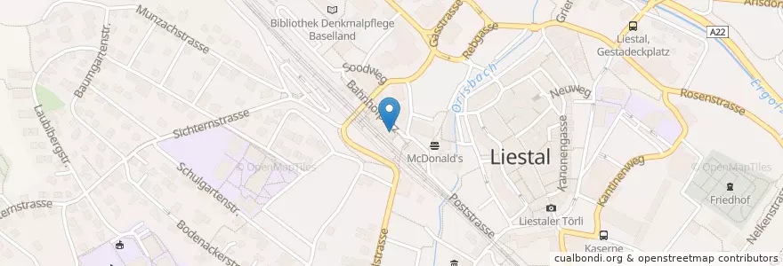 Mapa de ubicacion de Espresso en Schweiz, Basel-Landschaft, Bezirk Liestal, Liestal.