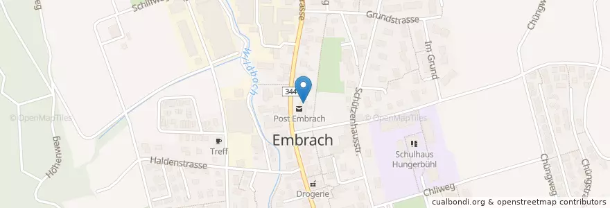Mapa de ubicacion de Post CH AG, Filiale en 스위스, 취리히, Bezirk Bülach, Embrach.