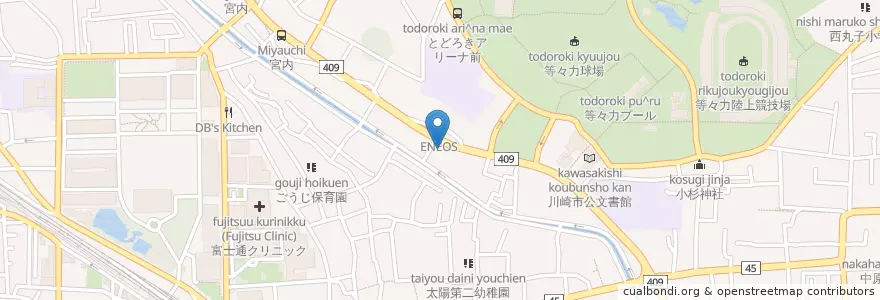 Mapa de ubicacion de おたる en 日本, 神奈川県, 川崎市, 中原区.
