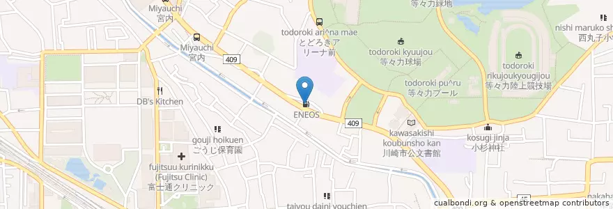 Mapa de ubicacion de ENEOS en Japan, 神奈川県, 川崎市, 中原区.