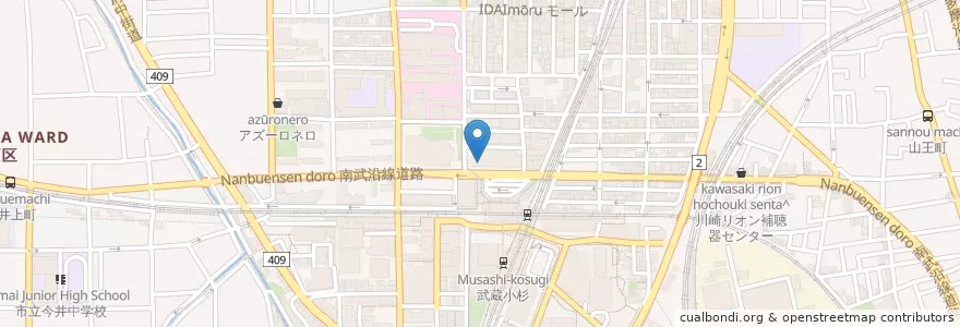 Mapa de ubicacion de スターバックス en 日本, 神奈川県, 川崎市, 中原区.
