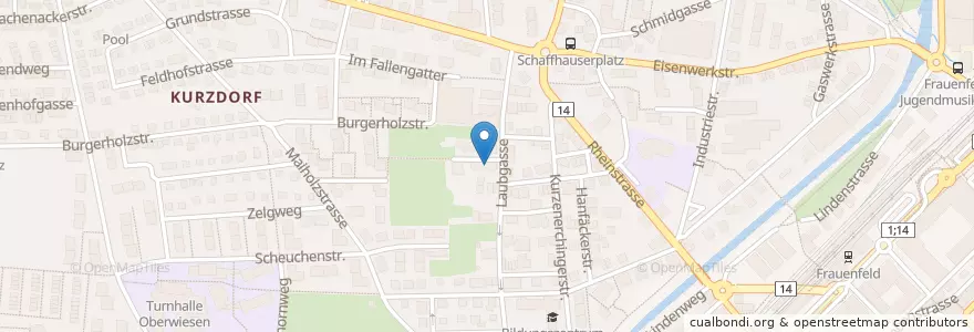 Mapa de ubicacion de Werk57 en Suiza, Turgovia, Bezirk Frauenfeld, Frauenfeld.